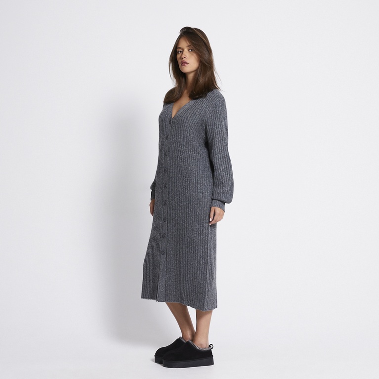 Ribbed knit cardigan dress "Lindsey" Dk Grey melange